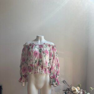 Topshop Sheer Floral Blouse